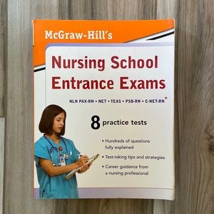 McGraw Hill’s nursing school entrance exam book. 8 practice tests. Few markings